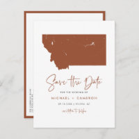 Terracotta Montana State Map QR Code Save the Date