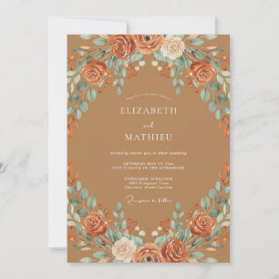 Terracotta Moody Fall Wedding Invitation