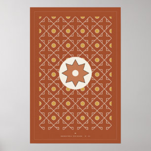 Terracotta Moroccan Tile Pattern Wall Art Poster,
