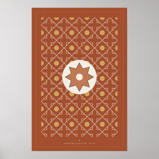 Terracotta Moroccan Tile Pattern Wall Art Poster,