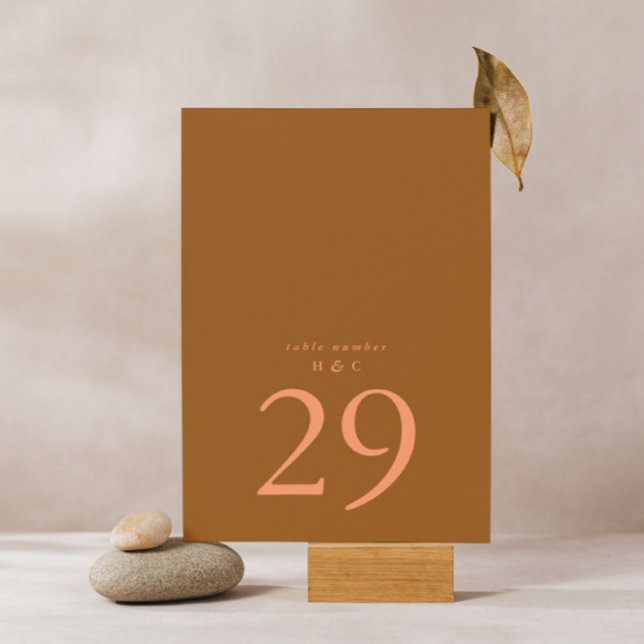 Terracotta Moss Green Simple Plain Modern Wedding Table Number (Creator Uploaded)