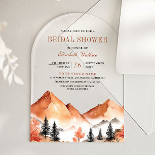 Terracotta Mountain Bridal Shower Acrylic Invitations