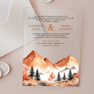 Terracotta Mountain Forest Wedding Acrylic Invitations