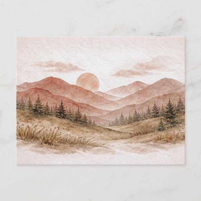 Terracotta Mountain Landscape Pine Forest Postcard (Front)