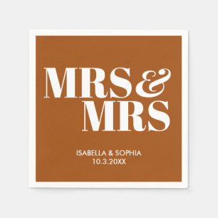 Terracotta Mrs & Mrs Personalised Wedding Napkins