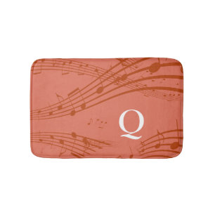 Terracotta Music Notes Monogram Bath Mat