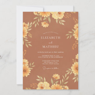 Terracotta Mustard Painted Wedding Invitation