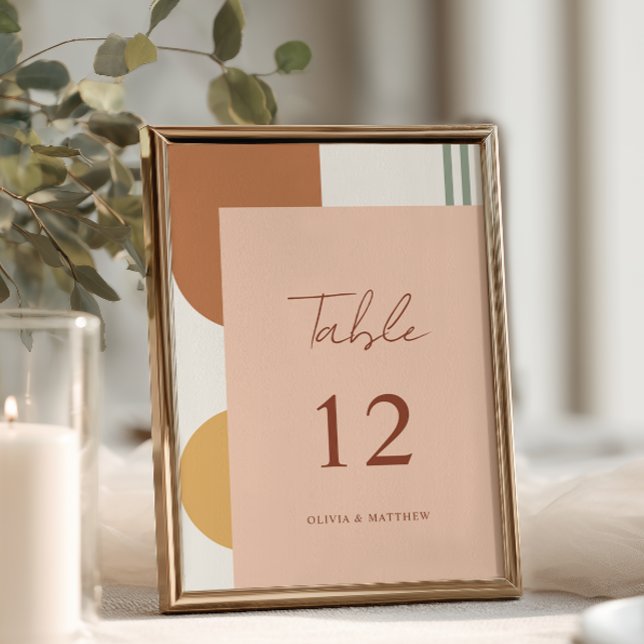 Terracotta Mustard Yellow Arches Boho Wedding Table Number (Creator Uploaded)