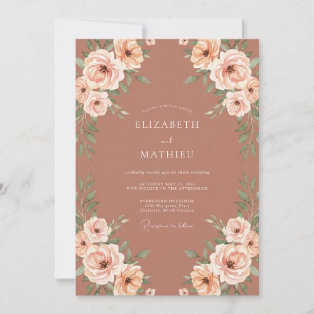 Terracotta Muted Autumn Wedding Invitation (Front)