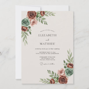 Terracotta Muted Bohemian Wedding Invitation