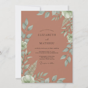 Terracotta Muted Botanical Wedding Invitation
