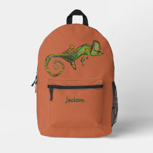 Terracotta Named Multi-coloured Patterned Lizard Printed Backpack