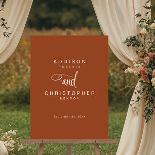 Terracotta Names Modern Minimalist Wedding Welcome Acrylic Sign