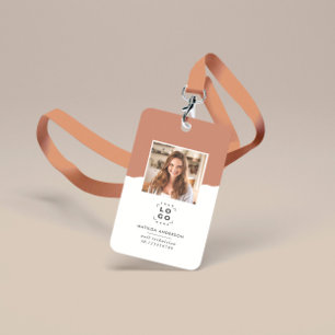 Terracotta natural modern minimal photo abstract ID badge