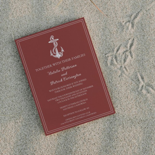 Terracotta Nautical Anchor Wedding Invitation (Terracotta Nautical Anchor Wedding Invitation)