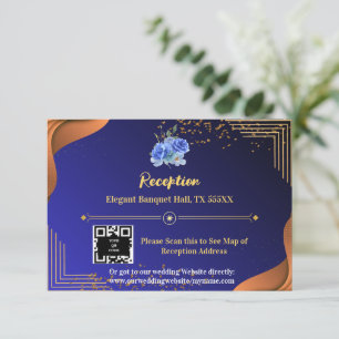 Terracotta Navy Blue Elegant Reception RSVP Card