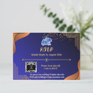 Terracotta Navy Blue Elegant RSVP Card