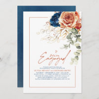 Terracotta & Navy Blue Floral Engagement Party