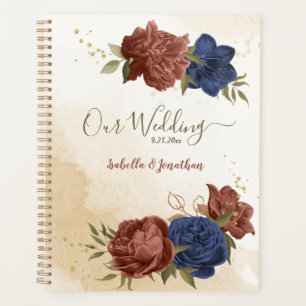 terracotta navy blue floral wedding planner