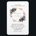 Terracotta Navy Blue Florals Wedding Invite Magnet<br><div class="desc">You will you these watercolor navy blue florals and terracotta foliage leaves in a gold geometric frame. Or a wreath in the same colours. On the back,  it's terracotta and navy blue watercolor paint.</div>