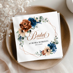 Terracotta Navy Blue Greenery Bridal Shower Napkin