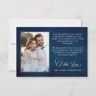 Terracotta Navy Blue Greenery Geometric Wedding Thank You Card