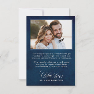 Terracotta Navy Blue Greenery Photo  Wedding       Thank You Card