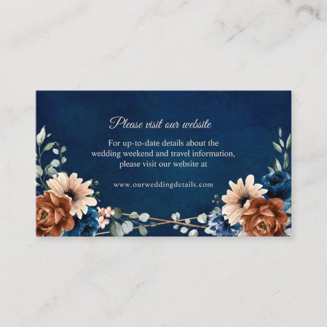 Terracotta Navy Blue Greenery Website Details Encl Enclosure Card (Front)
