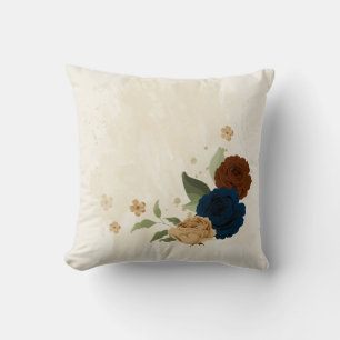 terracotta navy floral cushion