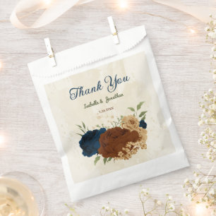 terracotta navy floral wedding favour bags