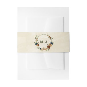 terracotta navy floral wedding invitation belly band