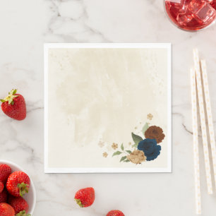 terracotta navy floral wedding napkin