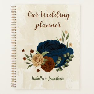 terracotta navy floral wedding planner