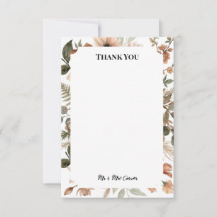 Terracotta Neutral Botanical Wedding Thank You Car Card