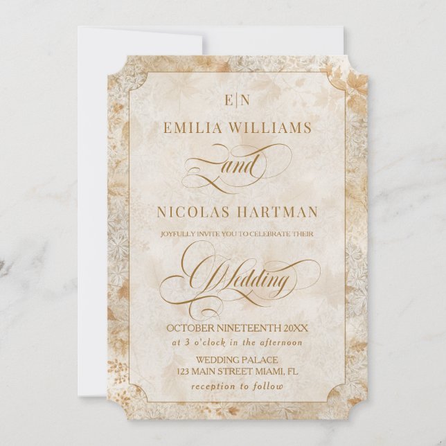 Terracotta Neutral Fall Wedding Invitation (Front)