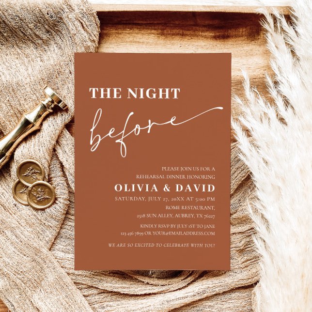 Terracotta Night Before Rehearsal Dinner Invite (Creator Uploaded)