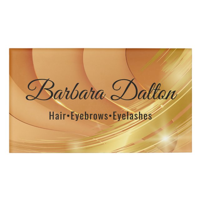 Terracotta Ochre Beige Gold Name Tag (Front)