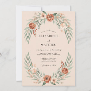 Terracotta Olive Branch Eucalyptus Wedding Invitation