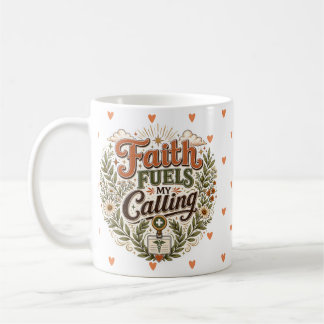 Terracotta Olive Wildflower Badge Reel Nurse Gift Coffee Mug