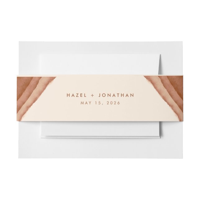 Terracotta Ombre | Minimalist Boho Invitation Belly Band (Front Example)
