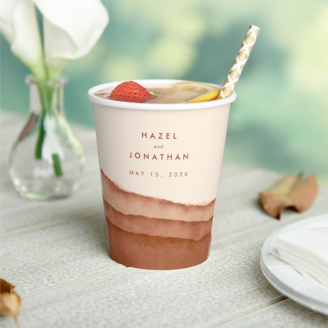 Terracotta Ombre | Minimalist Boho Wedding Paper Cups (Insitu)