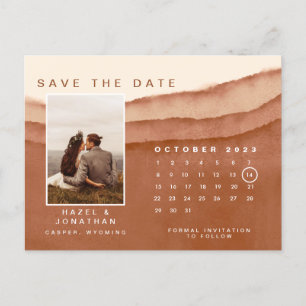 Terracotta Ombre   Save the Date RSVP Calendar Pos Postcard
