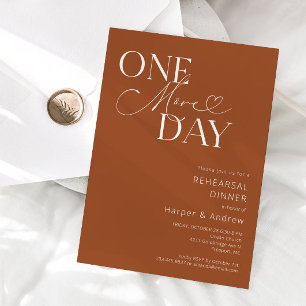 Terracotta One More Day Rehearsal Dinner Invitation