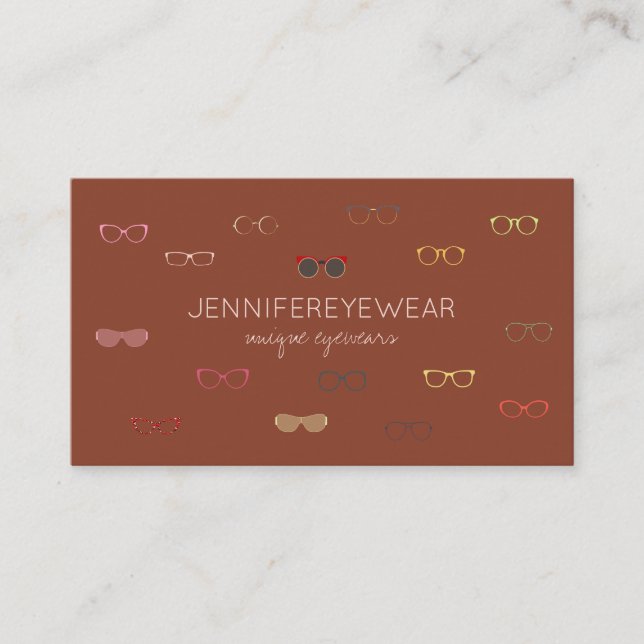 Terracotta Optic Eyewear Specialist Glasses Business Card (Front)
