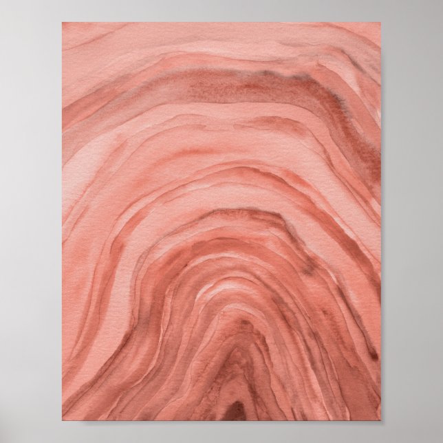 Terracotta Orange Agate Abstract Watercolor Art Poster (Front)