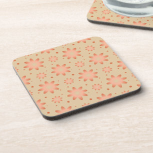 Terracotta orange and sand beige delicate daisy coaster