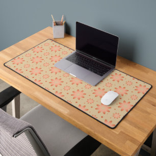 Terracotta orange and sand beige delicate daisy desk mat