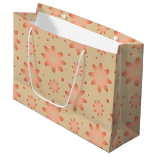 Terracotta orange and sand beige delicate daisy large gift bag