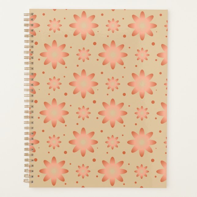 Terracotta orange and sand beige delicate daisy planner (Front)