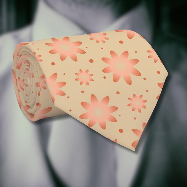 Terracotta orange and sand beige delicate daisy tie (Creator Uploaded)